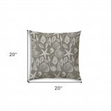20" X 20" Cream And Gray Seashells Blown Seam Nautical Throw Indoor Outdoor Pillow - Homeroots - Flyclothing LLC