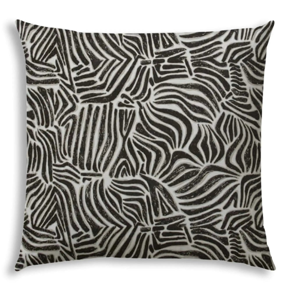 20" X 20" Black And White Safari Animals Blown Seam Animal Print Throw Indoor Outdoor Pillow - Homeroots - Flyclothing LLC