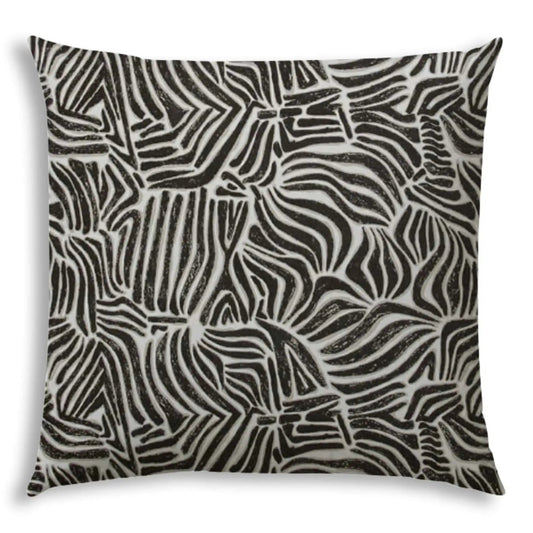 20" X 20" Black And White Safari Animals Blown Seam Animal Print Throw Indoor Outdoor Pillow - Homeroots