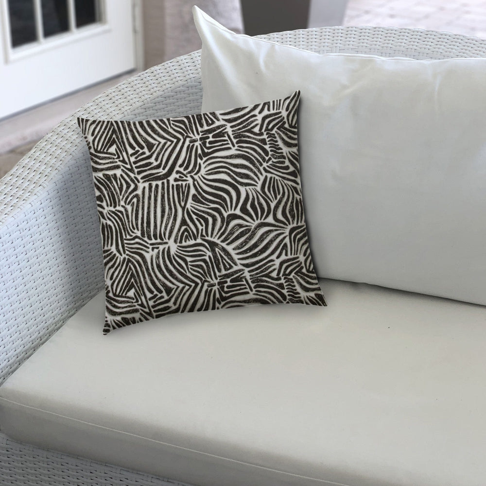 20" X 20" Black And White Safari Animals Blown Seam Animal Print Throw Indoor Outdoor Pillow - Homeroots - Flyclothing LLC