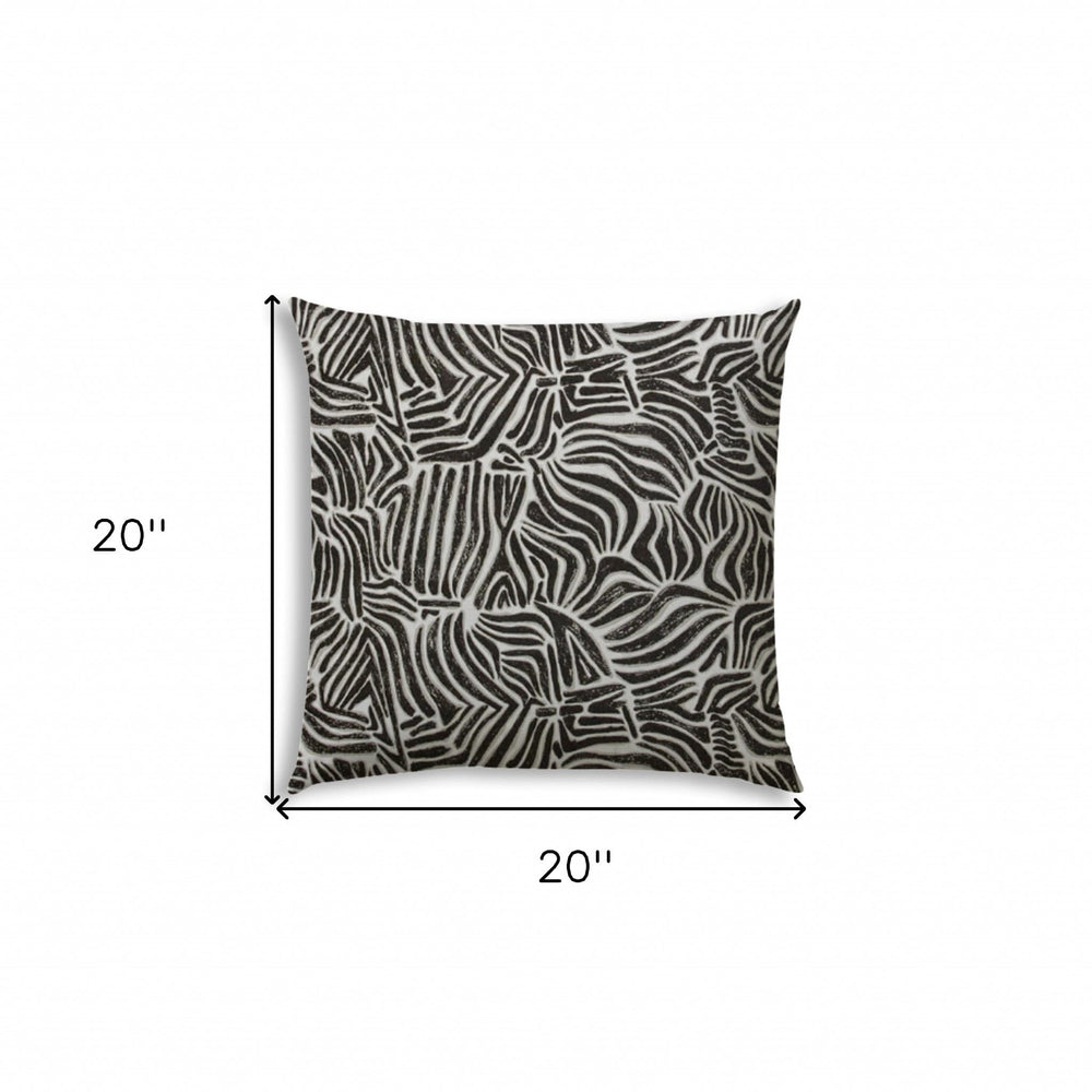20" X 20" Black And White Safari Animals Blown Seam Animal Print Throw Indoor Outdoor Pillow - Homeroots - Flyclothing LLC