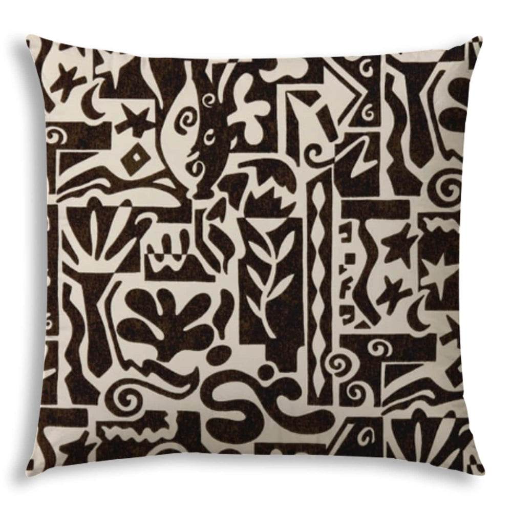20" X 20" Black and Off White Southwestern Indoor Outdoor Throw Pillow With No Decorative Addition - Homeroots
