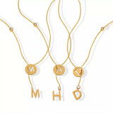 18K Gold-Plated Titanium Steel Letter Pendant Necklace - Trendsi - Flyclothing LLC