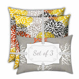 Set Of Three 18" X 18" Gray And White Blown Seam Floral Throw Indoor Outdoor Pillow - Homeroots - Flyclothing LLC
