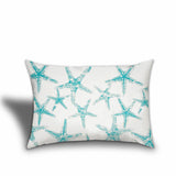 Set Of Three 18" X 18" Ocean Blue And White Corals Blown Seam Coastal Throw Indoor Outdoor Pillow - Homeroots