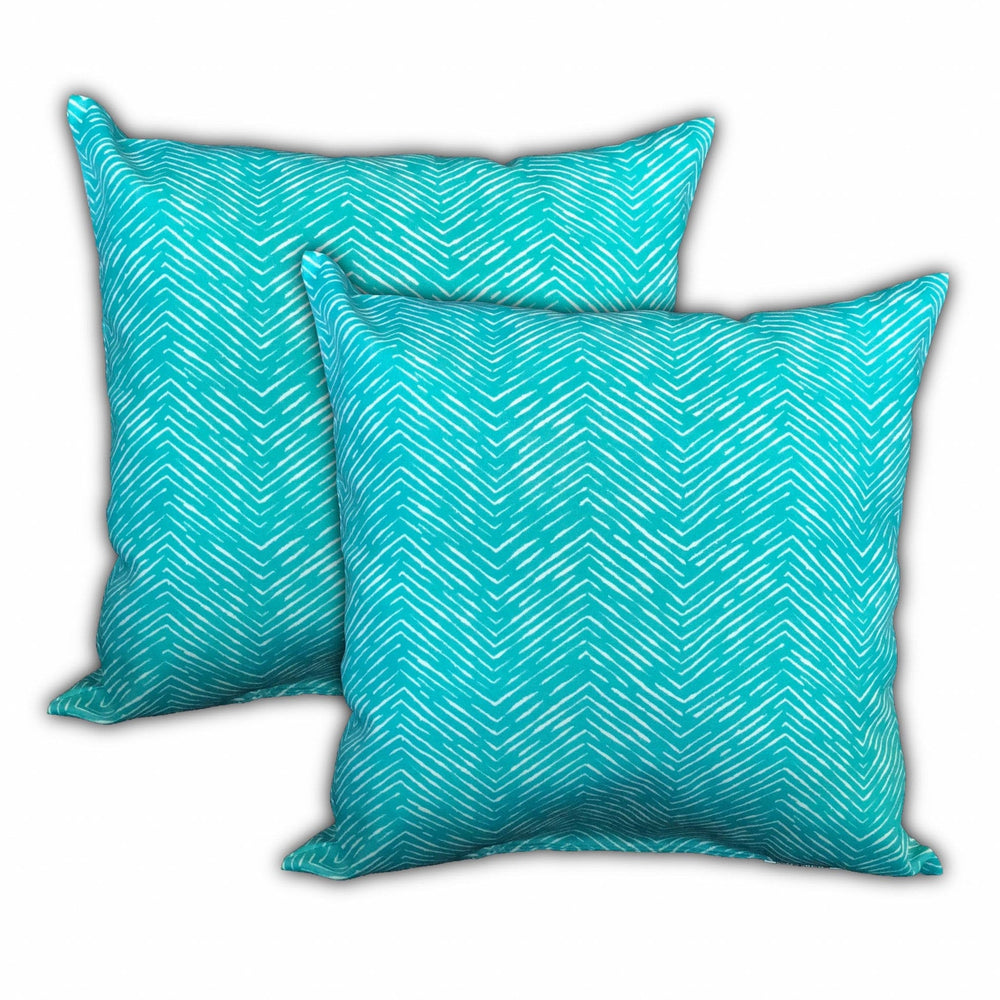 Set Of Three 18" X 18" Ocean Blue And White Corals Blown Seam Coastal Throw Indoor Outdoor Pillow - Homeroots