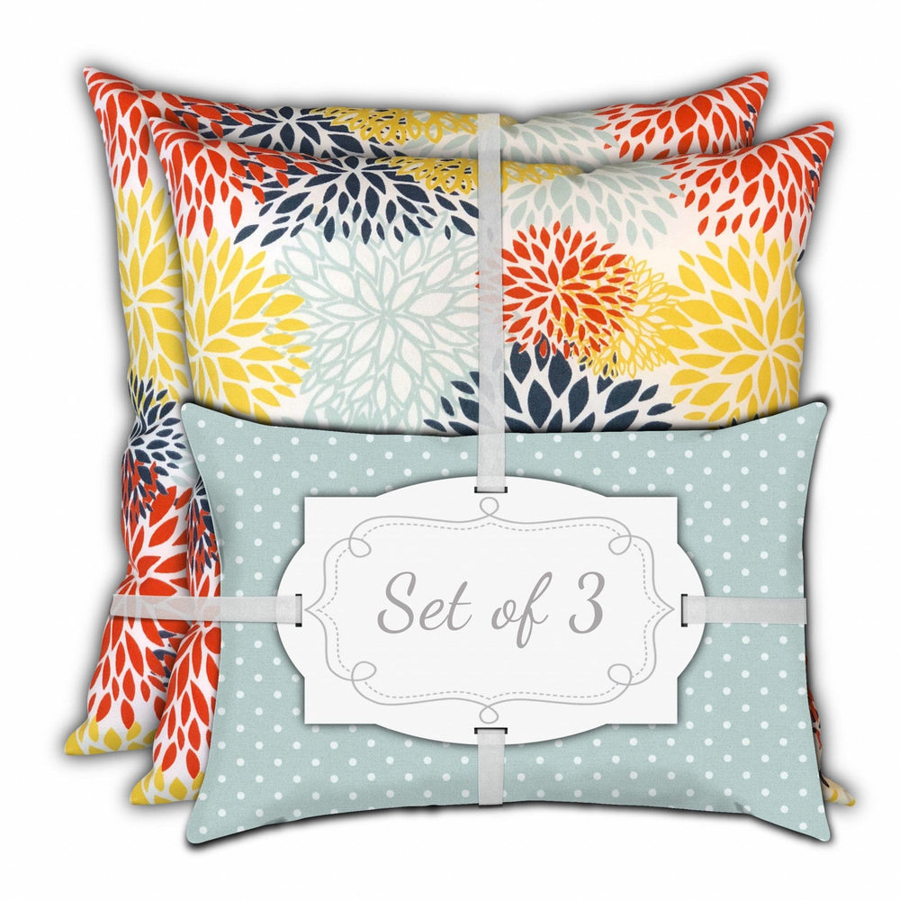 Set Of Three 18" X 18" Seafoam And White Blown Seam Floral Throw Indoor Outdoor Pillow - Homeroots - Flyclothing LLC