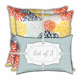Set Of Three 18" X 18" Seafoam And White Blown Seam Floral Throw Indoor Outdoor Pillow - Homeroots - Flyclothing LLC