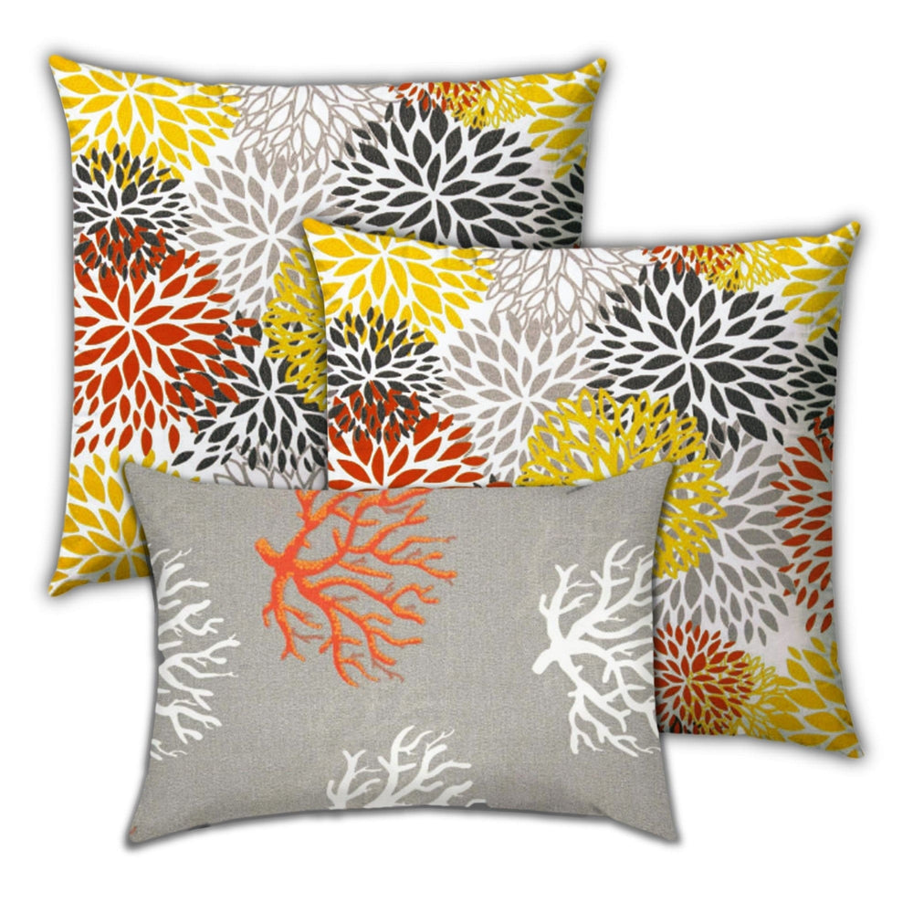 18" X 18" Gray And White Zippered Floral Throw Indoor Outdoor Pillow - Homeroots - Flyclothing LLC