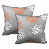Set Of Three 18" X 18" Gray And White Corals Zippered Coastal Throw Indoor Outdoor Pillow - Homeroots - Flyclothing LLC