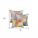 Set Of Three 18" X 18" Gray And White Corals Zippered Coastal Throw Indoor Outdoor Pillow - Homeroots - Flyclothing LLC