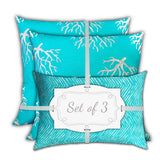 18" X 18" Ocean Blue And White Corals Zippered Coastal Throw Indoor Outdoor Pillow - Homeroots - Flyclothing LLC