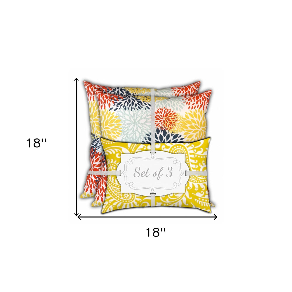 Set Of Three 18" X 18" Seafoam And White Zippered Floral Throw Indoor Outdoor Pillow - Homeroots - Flyclothing LLC