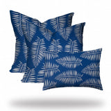 Set Of Three 20" X 20" Blue And White Blown Seam Coastal Throw Indoor Outdoor Pillow - Homeroots - Flyclothing LLC