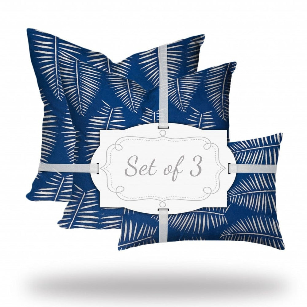 Set Of Three 20" X 20" Blue And White Enveloped Coastal Throw Indoor Outdoor Pillow - Homeroots - Flyclothing LLC