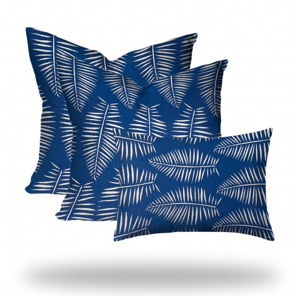 Set Of Three 20" X 20" Blue And White Zippered Coastal Throw Indoor Outdoor Pillow - Homeroots - Flyclothing LLC