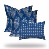 Set of 3 Blue Leaf Indoor Outdoor Zippered Pillows - Homeroots - Flyclothing LLC