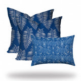 Set Of Three 20" X 20" Blue And White Blown Seam Coastal Throw Indoor Outdoor Pillow - Homeroots - Flyclothing LLC