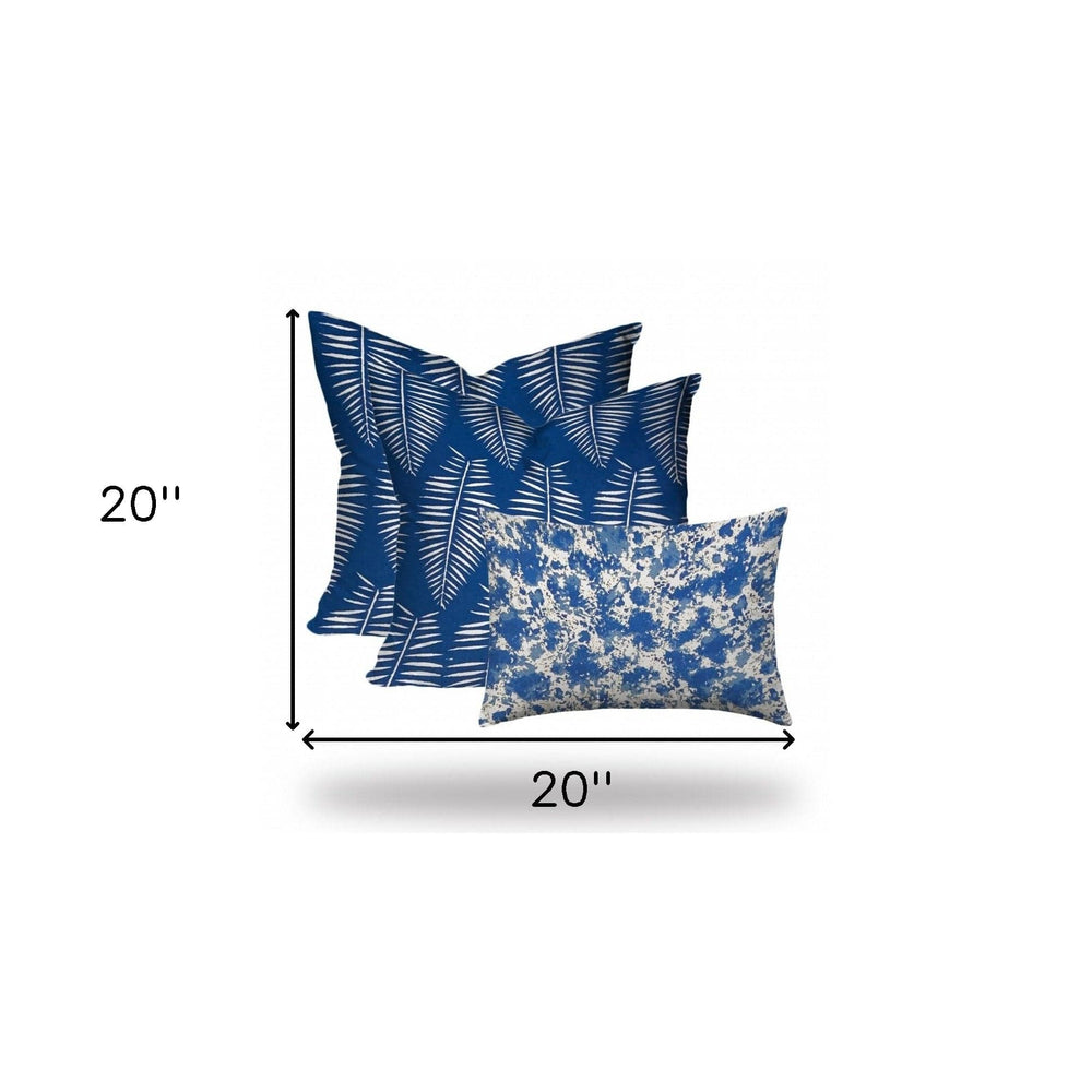 Set of Three 20" X 20" Blue and White Coastal Indoor Outdoor Throw Pillow - Homeroots - Flyclothing LLC