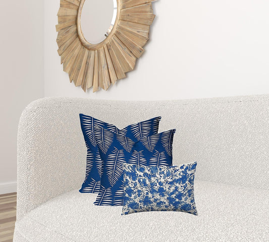 Set of Three 20" X 20" Blue and White Coastal Indoor Outdoor Throw Pillow - Homeroots
