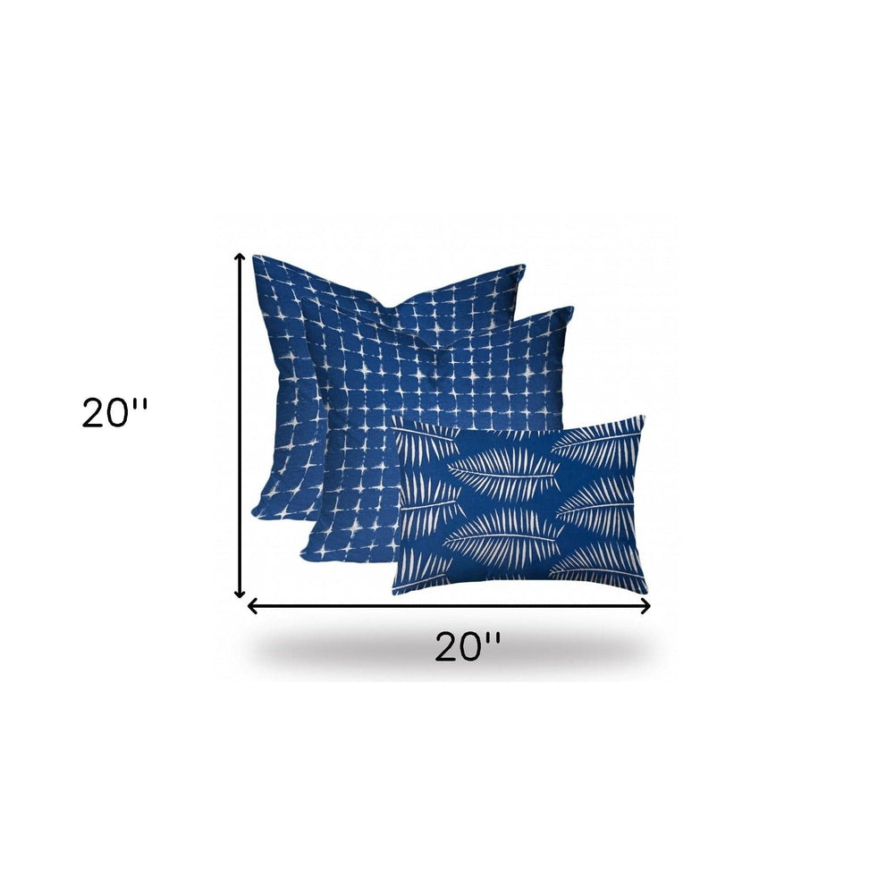 Set Of Three 20" X 20" Blue And White Enveloped Gingham Throw Indoor Outdoor Pillow - Homeroots - Flyclothing LLC