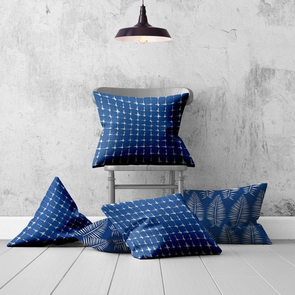 Set Of Three 20" X 20" Blue And White Zippered Gingham Throw Indoor Outdoor Pillow - Homeroots - Flyclothing LLC