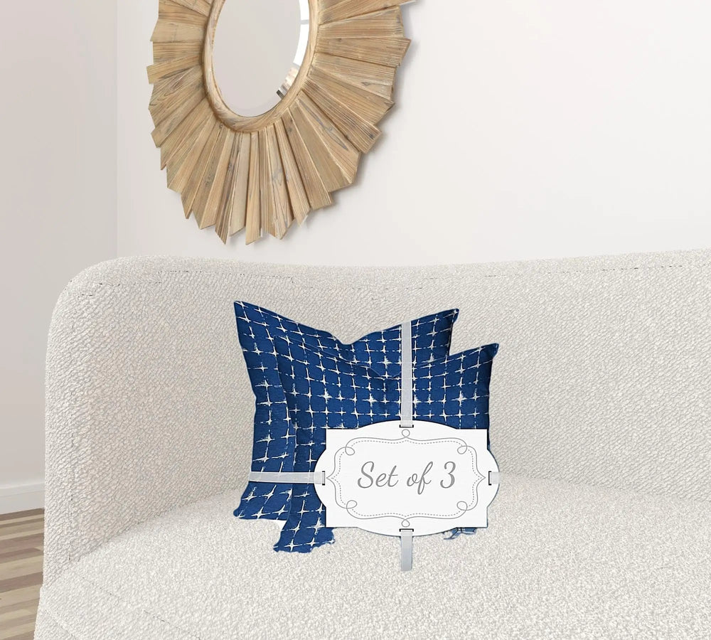 Set Of Three 20" X 20" Blue And White Enveloped Coastal Throw Indoor Outdoor Pillow - Homeroots - Flyclothing LLC