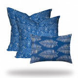 Set Of Three 20" X 20" Blue And White Blown Seam Coastal Throw Indoor Outdoor Pillow - Homeroots - Flyclothing LLC