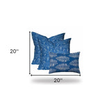 Set Of Three 20" X 20" Blue And White Blown Seam Coastal Throw Indoor Outdoor Pillow - Homeroots - Flyclothing LLC