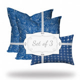 Set Of Three 20" X 20" Blue And White Enveloped Coastal Throw Indoor Outdoor Pillow - Homeroots - Flyclothing LLC