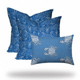 Set Of Three 20" X 20" Blue And White Crab Blown Seam Coastal Throw Indoor Outdoor Pillow - Homeroots - Flyclothing LLC