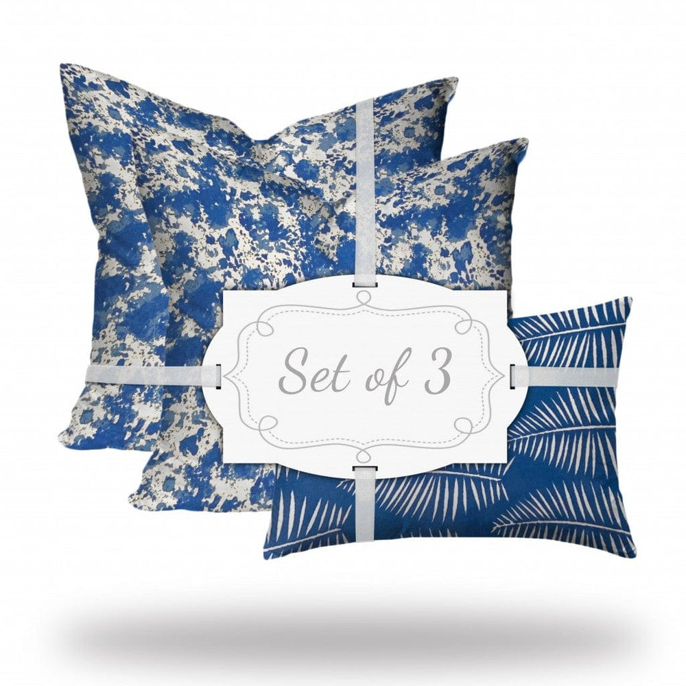 Set Of Three 20" X 20" Blue And White Enveloped Coastal Throw Indoor Outdoor Pillow - Homeroots - Flyclothing LLC