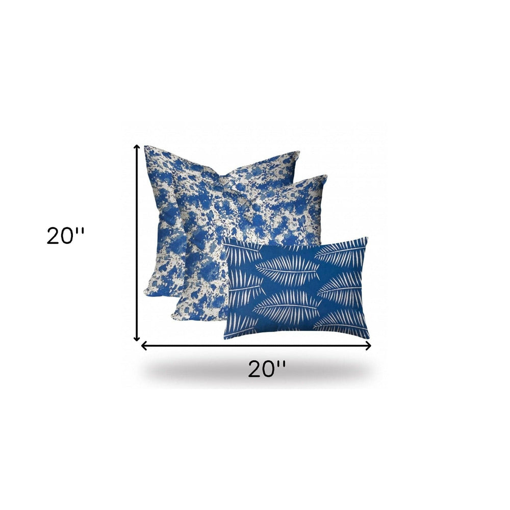 Set Of Three 20" X 20" Blue And White Enveloped Coastal Throw Indoor Outdoor Pillow - Homeroots - Flyclothing LLC
