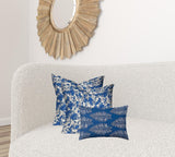 Set Of Three 20" X 20" Blue And White Enveloped Coastal Throw Indoor Outdoor Pillow - Homeroots - Flyclothing LLC
