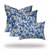 Set Of Three 20" X 20" Blue And White Blown Seam Coastal Throw Indoor Outdoor Pillow - Homeroots - Flyclothing LLC