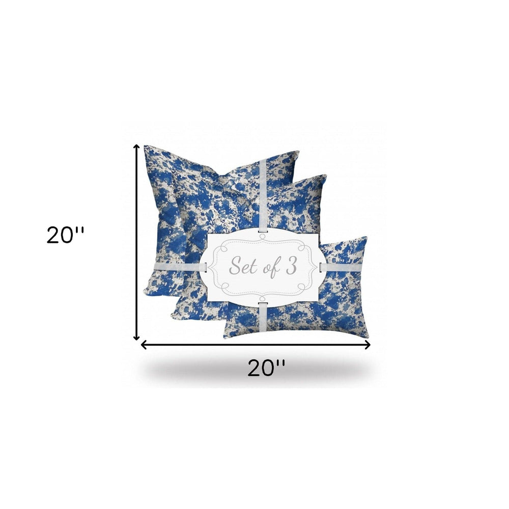 Set Of Three 20" X 20" Blue And White Blown Seam Coastal Throw Indoor Outdoor Pillow - Homeroots - Flyclothing LLC