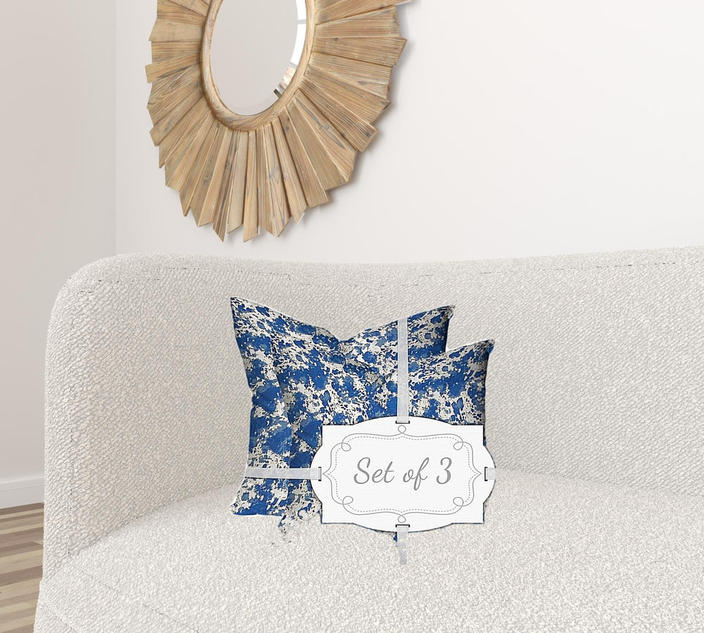 Set Of Three 20" X 20" Blue And White Blown Seam Coastal Throw Indoor Outdoor Pillow - Homeroots - Flyclothing LLC