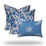 Set of 3 Blue Crab Indoor Outdoor Sewn Closed Pillows - Homeroots - Flyclothing LLC