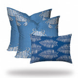 Set Of Three 20" X 20" Blue And White Crab Enveloped Coastal Throw Indoor Outdoor Pillow - Homeroots - Flyclothing LLC