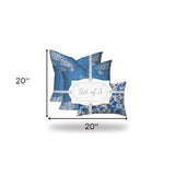 Set Of Three 20" X 20" Blue And White Crab Blown Seam Coastal Throw Indoor Outdoor Pillow - Homeroots - Flyclothing LLC