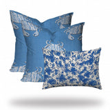 Set Of Three 20" X 20" Blue And White Crab Zippered Coastal Throw Indoor Outdoor Pillow - Homeroots - Flyclothing LLC