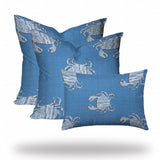 Set Of Three 20" X 20" Blue And White Crab Blown Seam Coastal Throw Indoor Outdoor Pillow - Homeroots - Flyclothing LLC