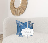 Set Of Three 20" X 20" Blue And White Crab Blown Seam Coastal Throw Indoor Outdoor Pillow - Homeroots - Flyclothing LLC
