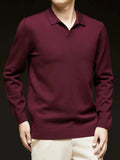 Men's Full Size Collared Neck Long Sleeve Polo Plus Size - Trendsi - Flyclothing LLC