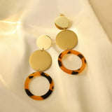 18K Gold-Plated Geometric Circle Dangle Earrings - Trendsi - Flyclothing LLC