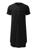 Men's Full Size Button Detail Short Sleeve Lounge Dress Plus Size - Trendsi - Flyclothing LLC