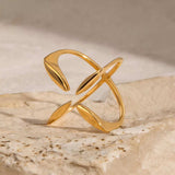 Stainless Steel Crisscross Open Ring - Trendsi - Flyclothing LLC