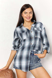 Mandy Plaid Dropped Shoulder Shirt - Trendsi - Flyclothing LLC