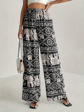 Printed Wide Leg Elastic Waist Pants - Trendsi - Flyclothing LLC