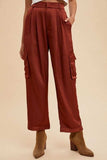 Annie Wear Wide Leg Cargo Satin Pants - Trendsi - Flyclothing LLC